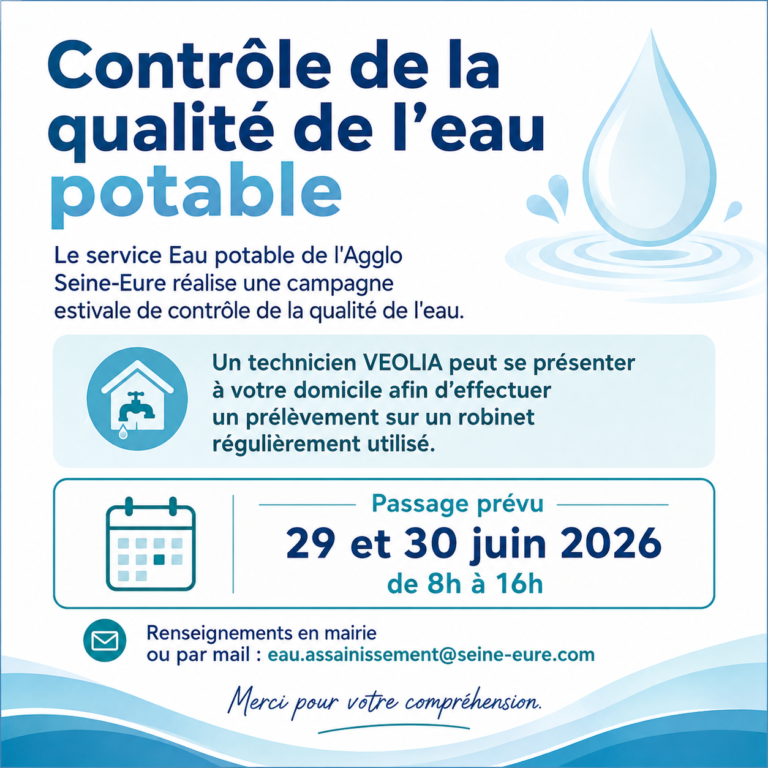 📢 Contrôle de la qualité de l’eau potable